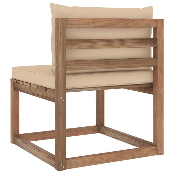 vidaXL Srednja vrtna sofa od paleta s bež jastucima