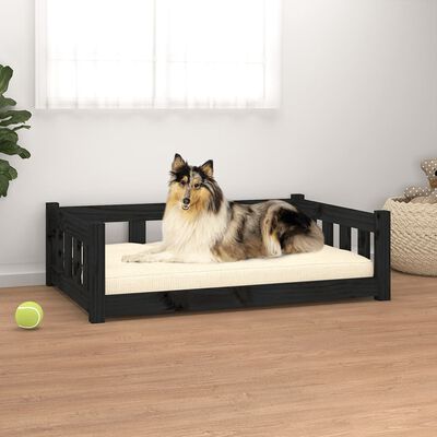 vidaXL Krevet za pse crna 95,5 x 65,5 x 28 cm od masivne borovine