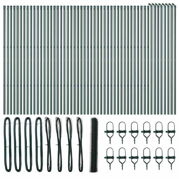 vidaXL Stup za ogradu Zelena 100 x 1,4 m (mreža od 50 mm) Čelik i PVC