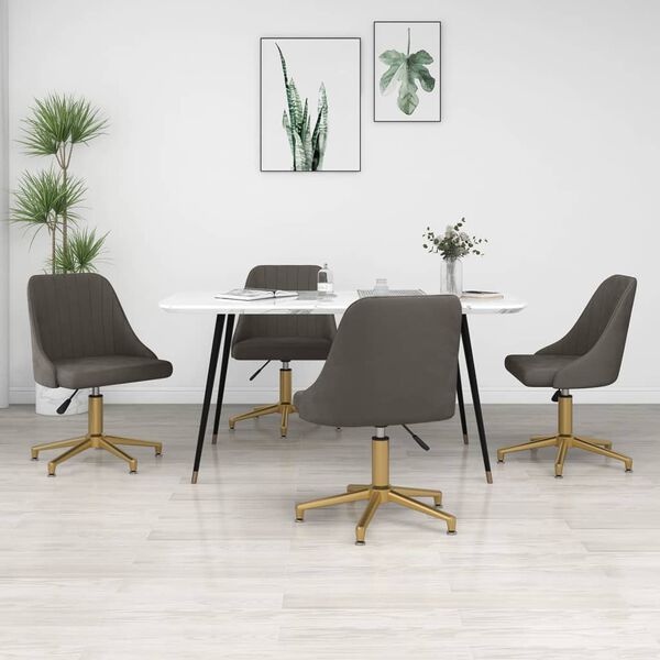 vidaXL Okretne blagovaonske stolice 4 kom tamnosive bar&scaron;unaste