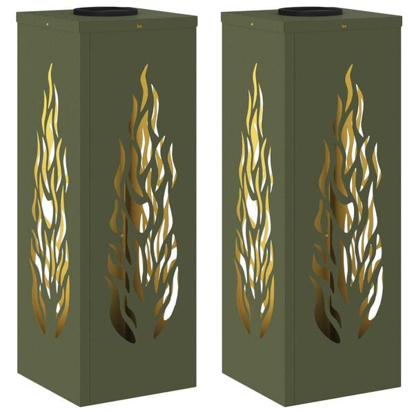 vidaXL Solarna LED svjetlost za stazu 2 pcs Maslinasto zelena