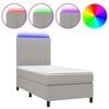 vidaXL Krevet box spring s madracem LED svjetlosivi 90x200 cm tkanina