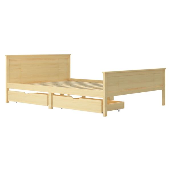 vidaXL Okvir za krevet s 2 ladice 140 x 200 cm od masivne borovine