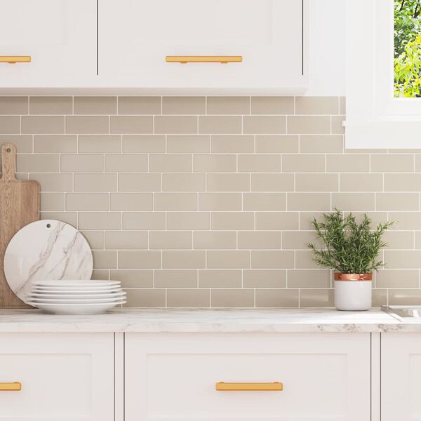 vidaXL Subway pločica 10 pcs Bež 29.4 x 21.4 cm Poliuretan i PET