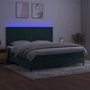 vidaXL Krevet box spring s madracem LED tamnozeleni 200x200 cm bar&scaron;un