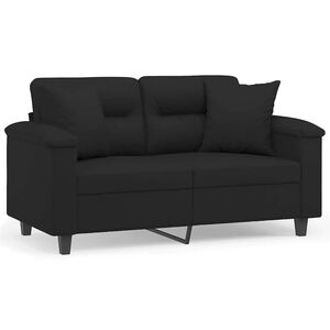 vidaXL Dvosjed s jastucima crni 120 cm od mikrovlakana