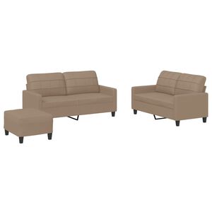 vidaXL 3-dijelni set sofa s jastucima boja cappuccina od umjetne kože