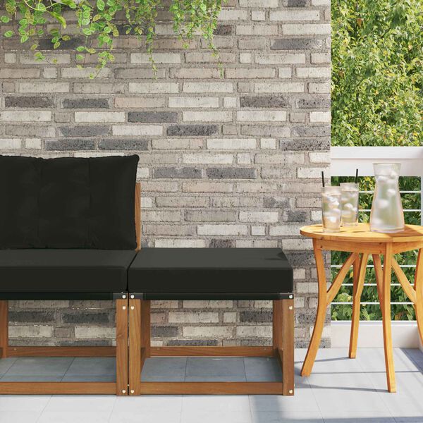 vidaXL Vanjski otoman Masivno bagremovo drvo, Tekstilen Prirodna