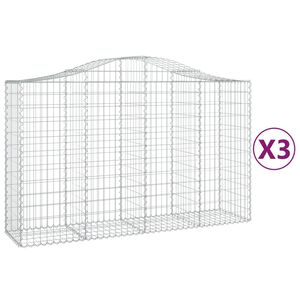 vidaXL Lučne gabionske ko&scaron;are 3 kom 200x50x120/140cm pocinčano željezo