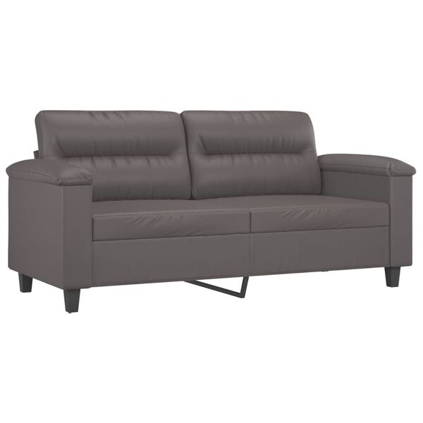 vidaXL 2-dijelni set sofa s jastucima sivi od umjetne kože