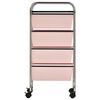 vidaXL Pokretna kolica za pohranu s 4 ladice ružičasta plastična