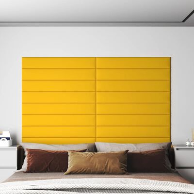 vidaXL Zidne ploče 12 kom žute 90 x 15 cm baršunaste 1,62 m²