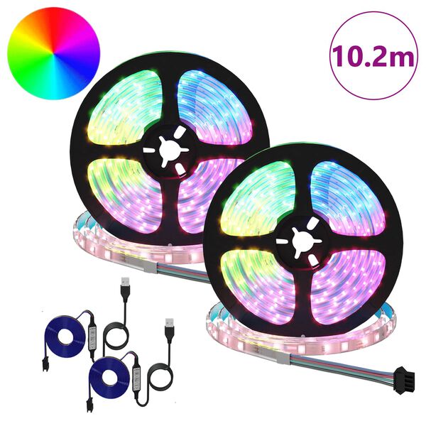 vidaXL LED traka 2 pcs Crna i prozirna 5100 mm Bakar i plastika