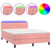 vidaXL Krevet box spring s madracem LED ružičasti 140x200cm bar&scaron;unasti