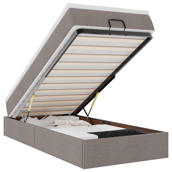 vidaXL Otomanski okvir kreveta s madraca smeđesivi 90x190cm tkanine