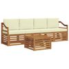 vidaXL Set vanjskih sofa 5 kom. Prirodna i krem Čvrsto drvo akacije