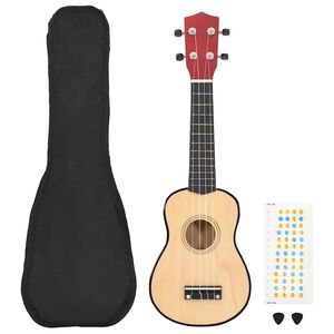 vidaXL Set ukulelea Soprano s futrolom za djecu Natural 21 "