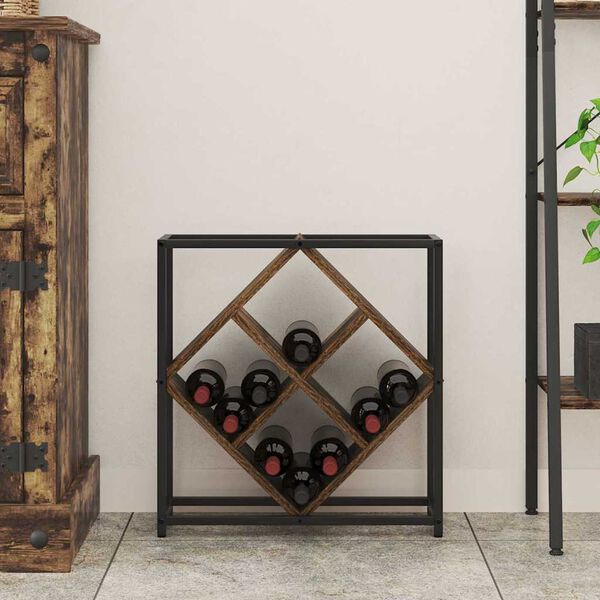 vidaXL Stalak za vino Dimljeni hrast 51 x 18 x 52,5 cm