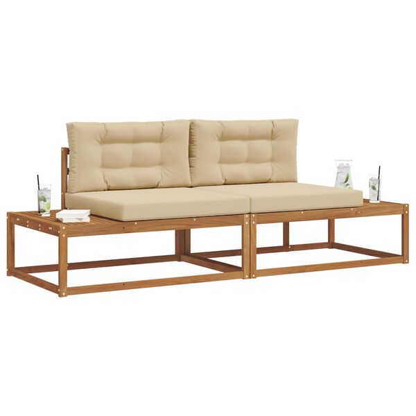 vidaXL Set vanjskih sofa s jastukom 2 Komad Prirodna i bež