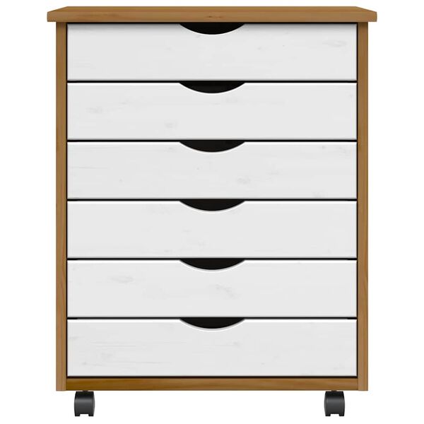 vidaXL Pokretni ormarić s ladicama MOSS boja meda od masivne borovine