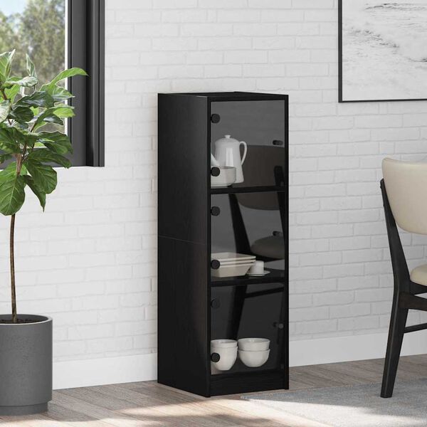 vidaXL Highboard Crni hrast 35 x 37 x 109 cm Konstruirano drvo
