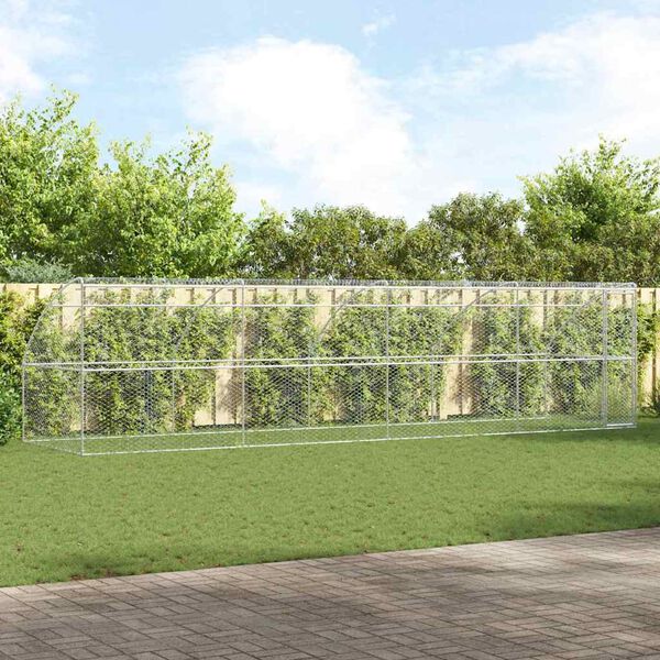 vidaXL Kućica za pse s pohranom 4 pcs Srebrno 8 x 2 x 2 m Čelik