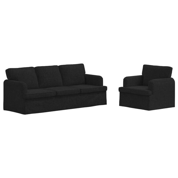 vidaXL Sofa 2 pcs Crna 144 x 80 x 85 cm tkanina