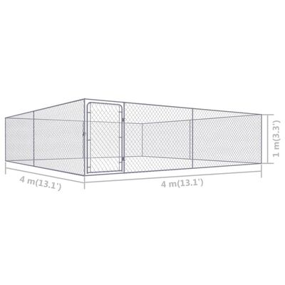 vidaXL Vanjski kavez za pse od pocinčanog čelika 4 x 4 x 1 m