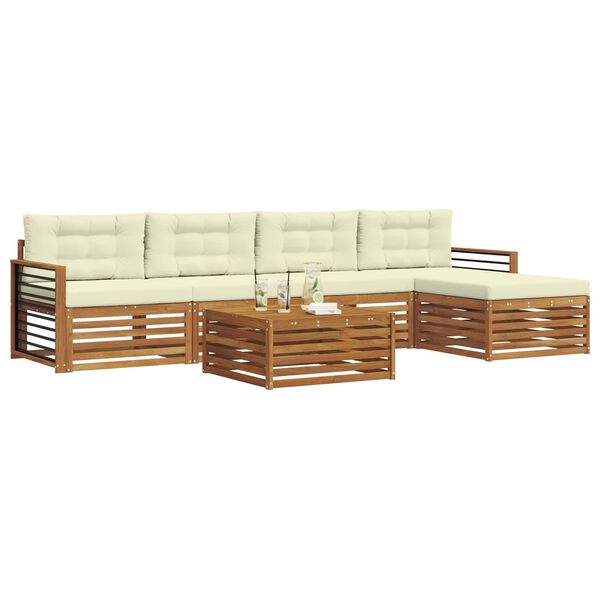 vidaXL Set vanjskih sofa s jastukom 6 pcs Prirodna i krem