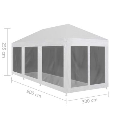vidaXL Šator za zabave s 8 mrežastih bočnih zidova 9 x 3 m