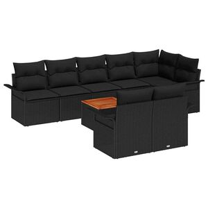 vidaXL Sjedeća garnitura za vrt s pohranom 9 pcs Crna poliratan