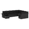 vidaXL 10-dijelni set vrtnih sofa s jastucima crni od poliratana