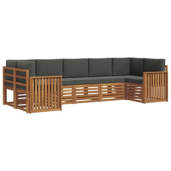 vidaXL Setovi sofa 7 pcs Prirodna i antracit Čvrsto drvo akacije