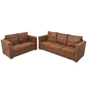 vidaXL 2-dijelni set sofa od umjetne bru&scaron;ene kože