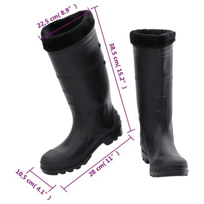 vidaXL Čizme za kišu s uklonjivim čarapama crne veličina 41 PVC