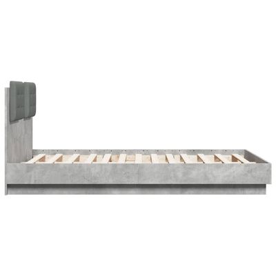 vidaXL Okvir kreveta s uzglavljem LED siva boja betona 120 x 190 cm