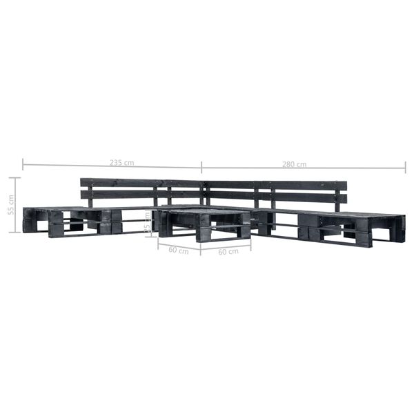 vidaXL 6-dijelna vrtna garnitura od paleta crna drvena