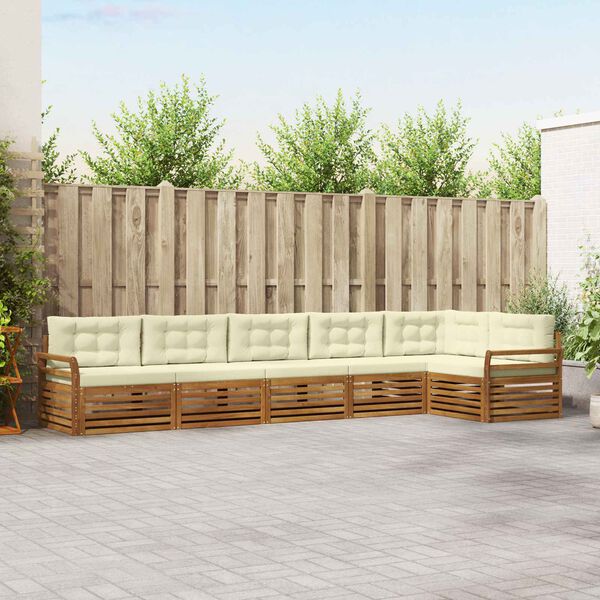 vidaXL Set vanjskih sofa s jastukom 6 pcs Prirodna i krem