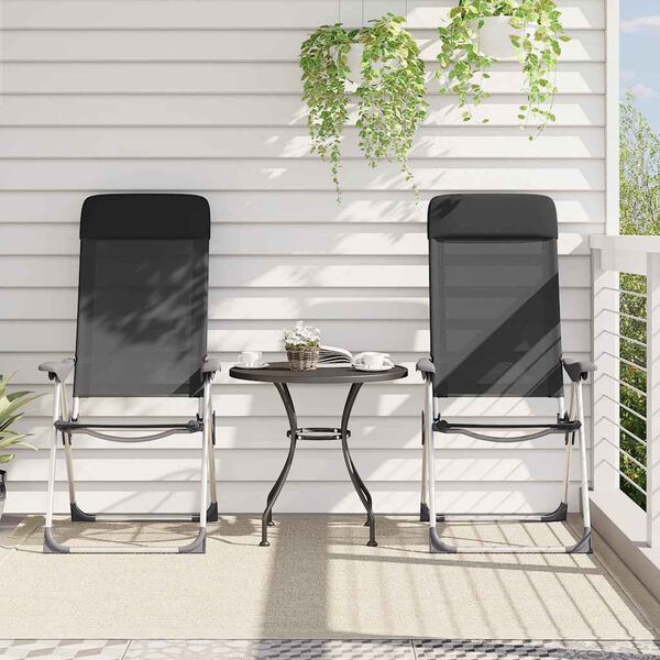 vidaXL Sklopive stolice za kampiranje 2 kom crne aluminijske