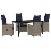 vidaXL Set stola i stolica s jastukom 5 pcs Siva PE ratan