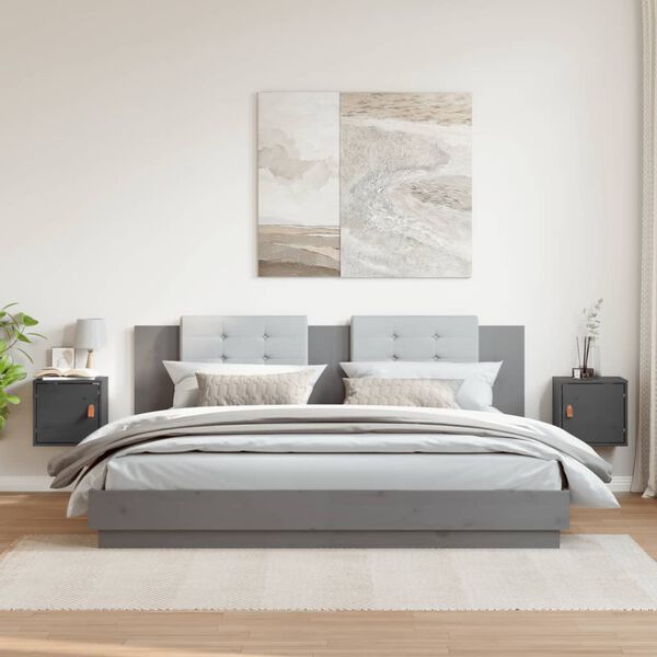 vidaXL Zidni ormarići 2 kom sivi 31,5 x 30 x 30 cm od masivne borovine
