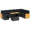 vidaXL 9-dijelni set vrtnih sofa s jastucima crni od poliratana