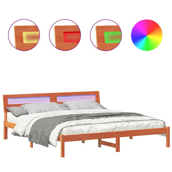 vidaXL Krevetna konstrukcija Smeđa 200 x 200 cm Čvrsto borovo drvo