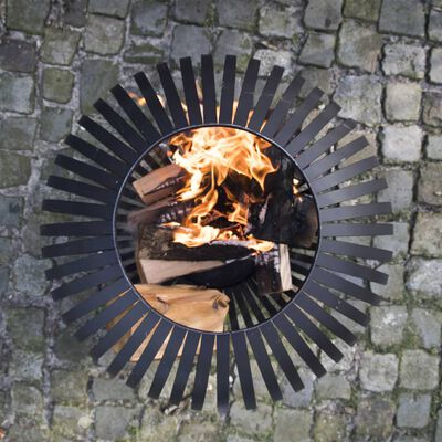 Esschert Design kugla za vatru prugasta crna od ugljičnog čelika FF400