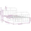 vidaXL Metalni okvir kreveta uzglavlje i podnožje bijeli 120x190 cm