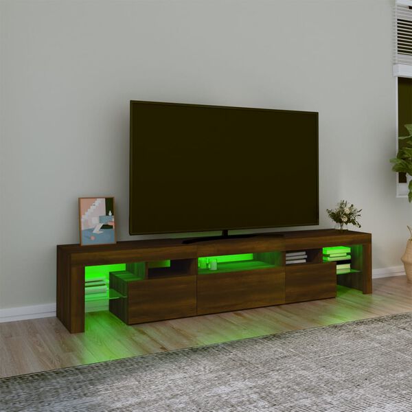 vidaXL TV ormarić s LED svjetlima boja smeđeg hrasta 200x36,5x40 cm
