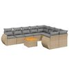 vidaXL 10-dijelni set vrtnih sofa s jastucima bež od poliratana