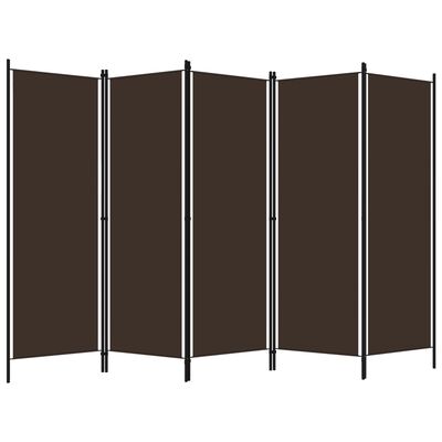 vidaXL Sobna pregrada s 5 panela smeđa 250 x 180 cm
