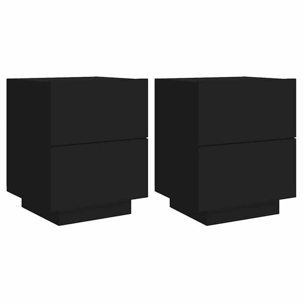 vidaXL Noćni ormarići s LED svjetlima 2 kom crni od konstruiranog drva