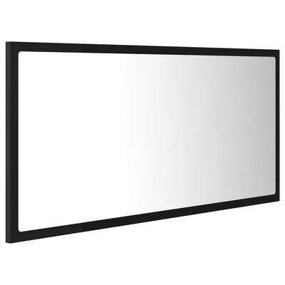 vidaXL LED kupaonsko ogledalo crno 90x8,5x37 cm akrilno